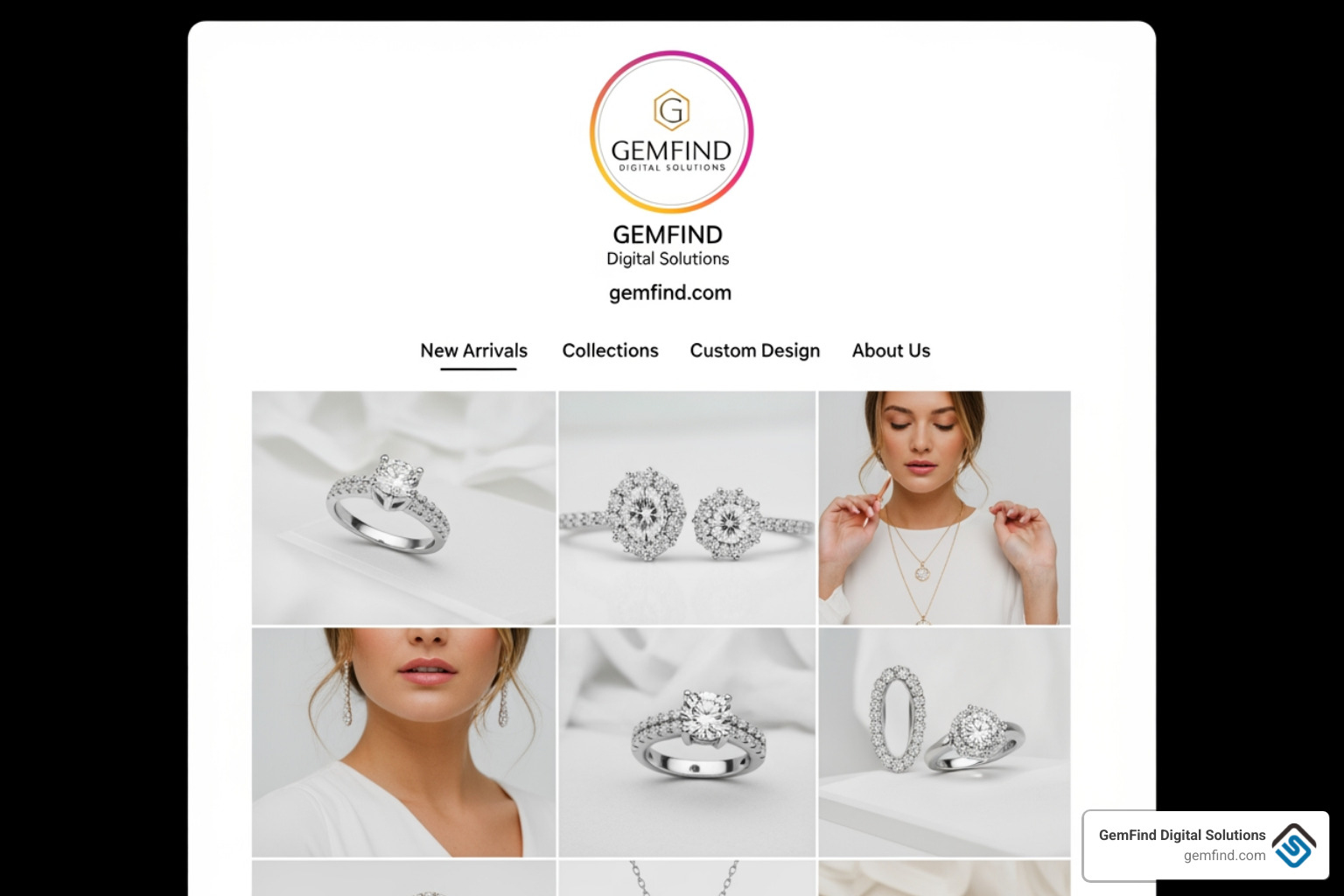 An optimized jewelry brand profile grid with cohesive highlights and a clear bio