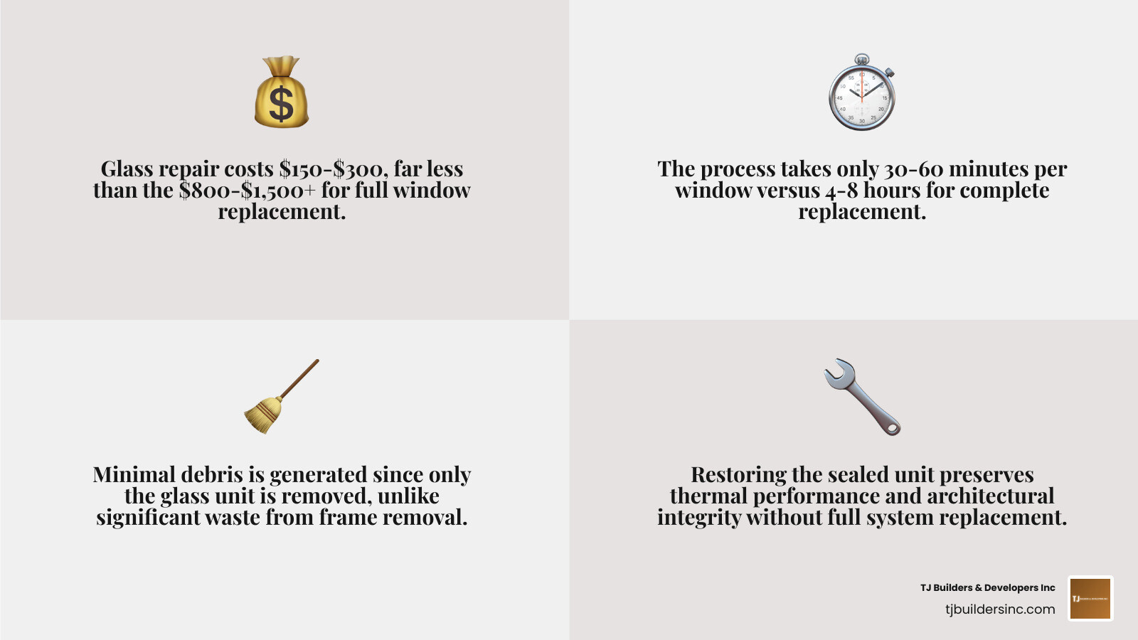 Infographic comparing the costs and benefits of glass repair versus full window replacement infographic Infographic comparing the costs and benefits of glass repair versus full window replacement infographic