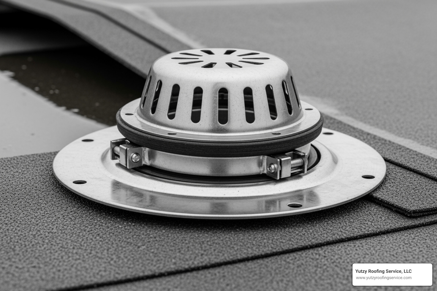Internal roof drain assembly with dome strainer and clamping ring Internal roof drain assembly with dome strainer and clamping ring