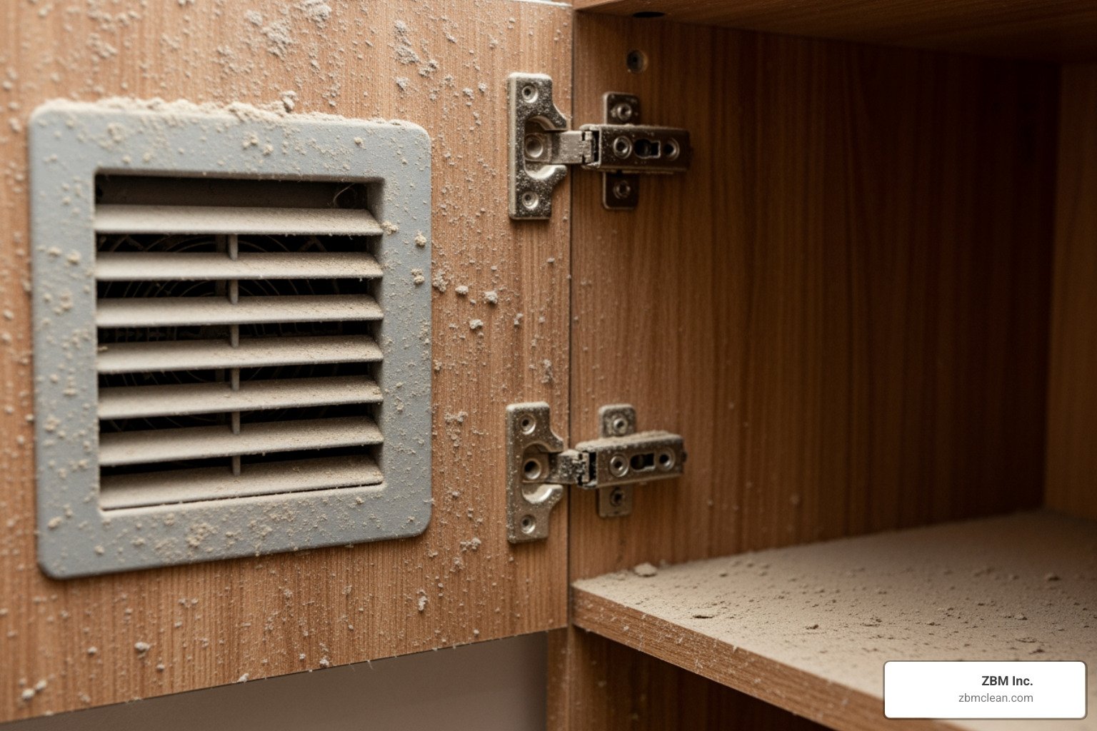 dusty vent and cabinet interior after renovation dusty vent and cabinet interior after renovation