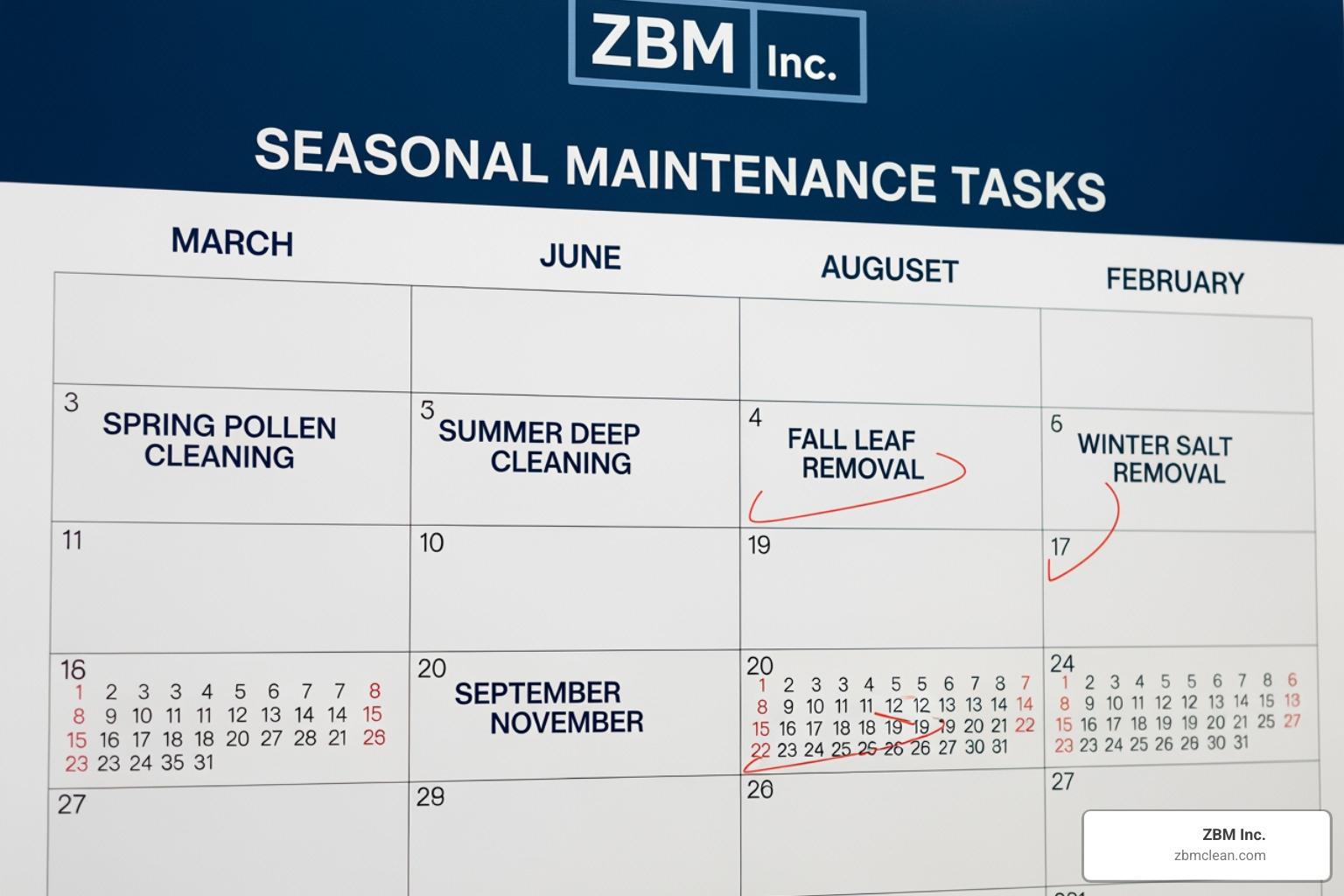 Seasonal facility maintenance calendar Seasonal facility maintenance calendar