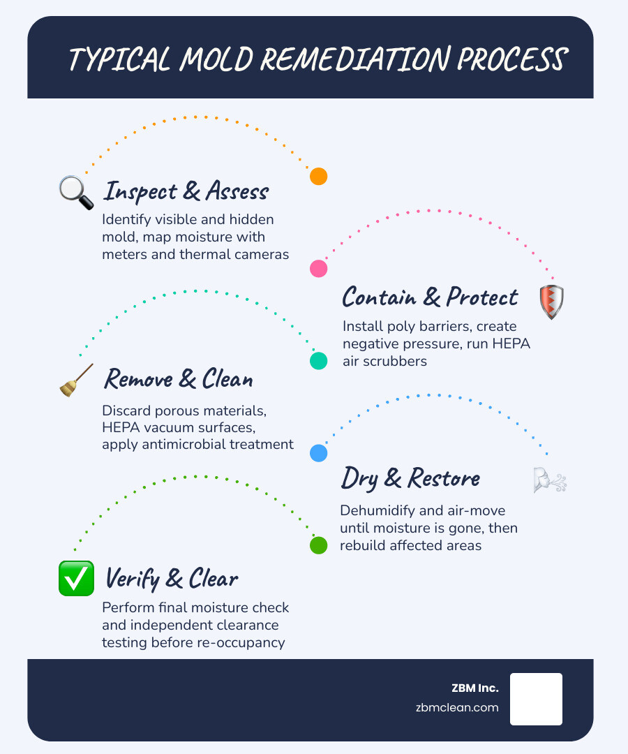 mold remediation process steps containment cleaning drying restoration infographic mold remediation process steps containment cleaning drying restoration infographic
