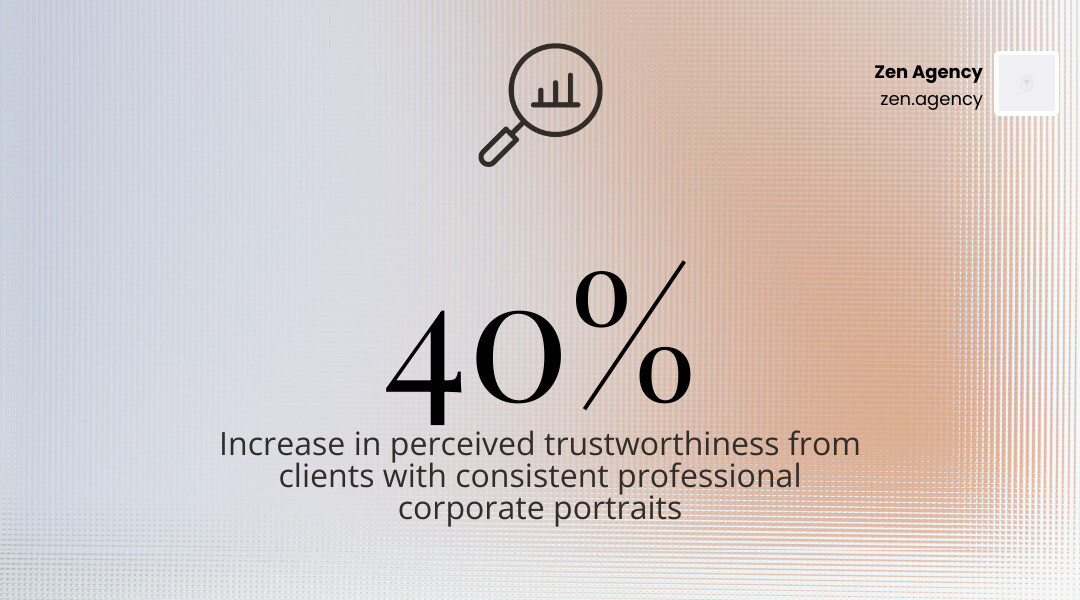 Infographic showing ROI of professional corporate portrait photography: 21x LinkedIn views, 40% more trust, 30% higher Infographic showing ROI of professional corporate portrait photography: 21x LinkedIn views, 40% more trust, 30% higher