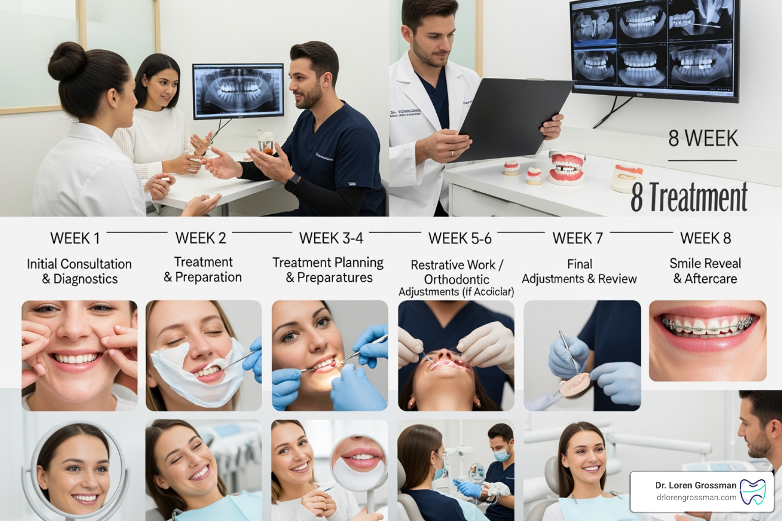 8-week treatment timeline from consultation to final reveal