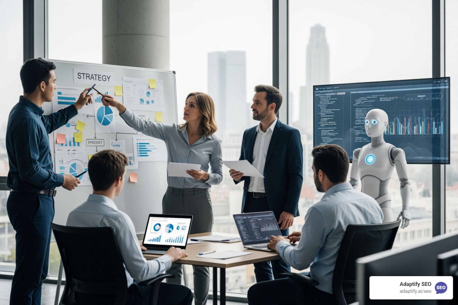 Human-AI collaboration: Human sets strategy, AI executes tasks, Human reviews high-stakes output