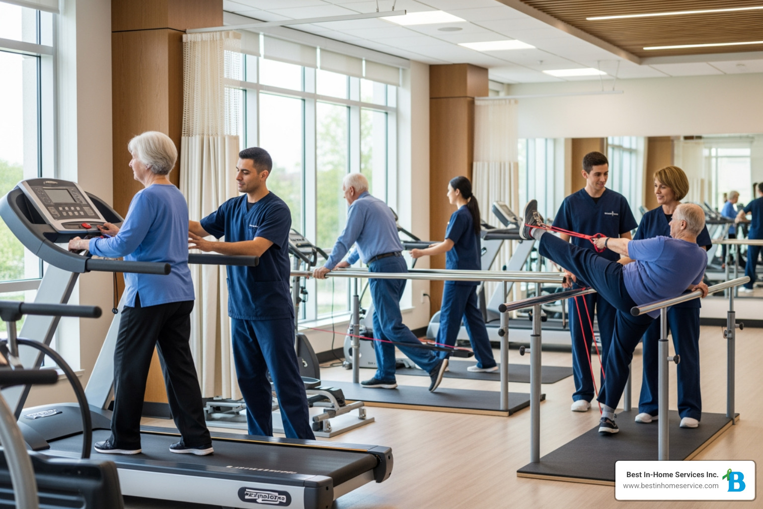 modern rehabilitation facility with physical therapy equipment and supportive staff modern rehabilitation facility with physical therapy equipment and supportive staff