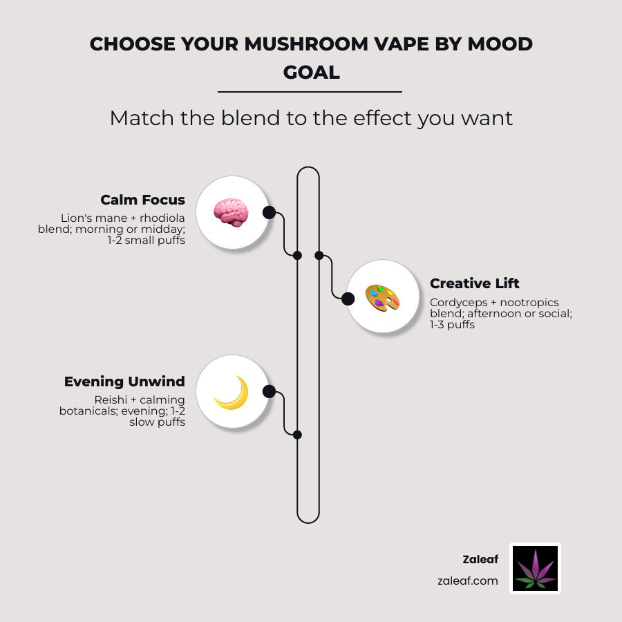 infographic of mood goals and mushroom vape blend matching infographic