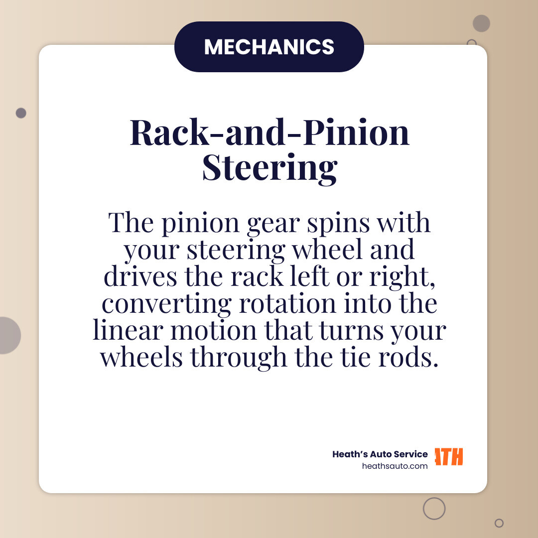 Infographic: how steering wheel rotation turns vehicle wheels through rack-and-pinion system infographic
