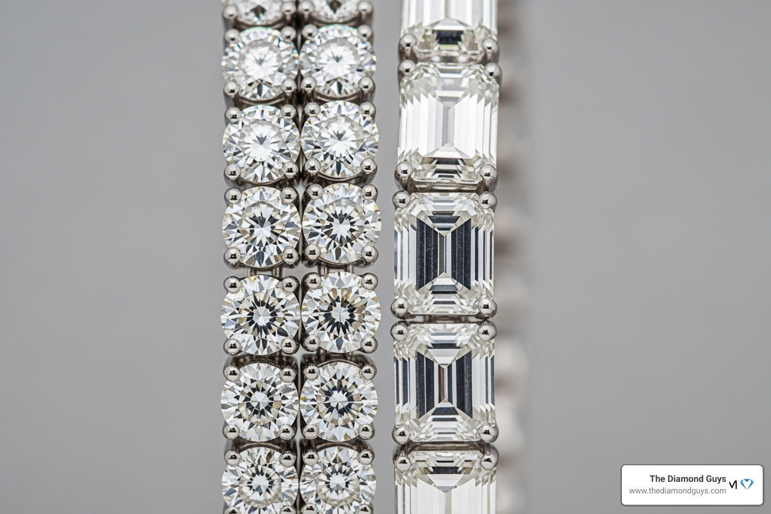 Round vs emerald cut diamond tennis bracelet comparison Round vs emerald cut diamond tennis bracelet comparison
