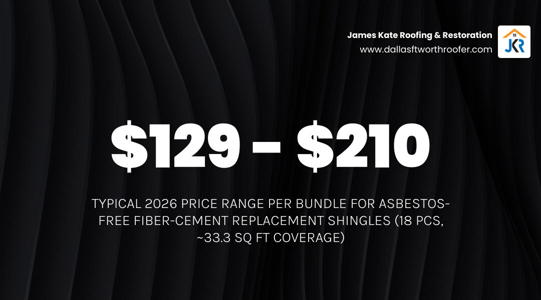 Bundle coverage and price range for fiber cement replacement shingles infographic Bundle coverage and price range for fiber cement replacement shingles infographic