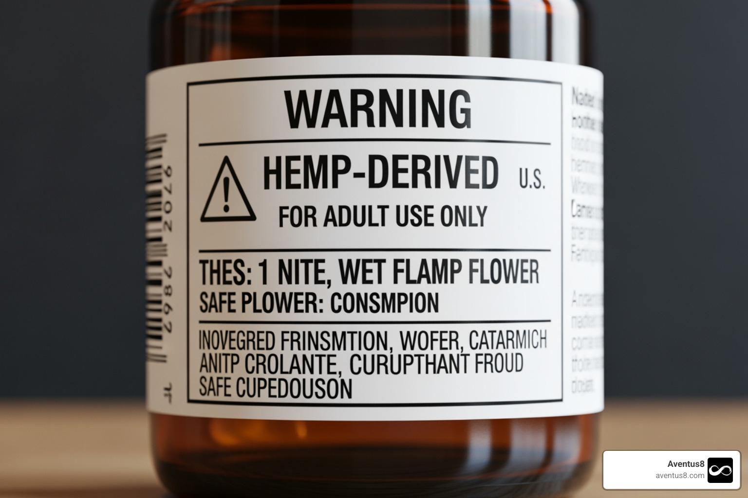 A sample package warning label emphasizing that the product is hemp-derived and for adult use only