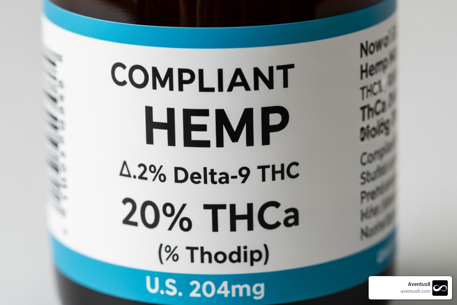 A close-up of a compliant cannabinoid label showing low Delta-9 THC and high THCa percentages