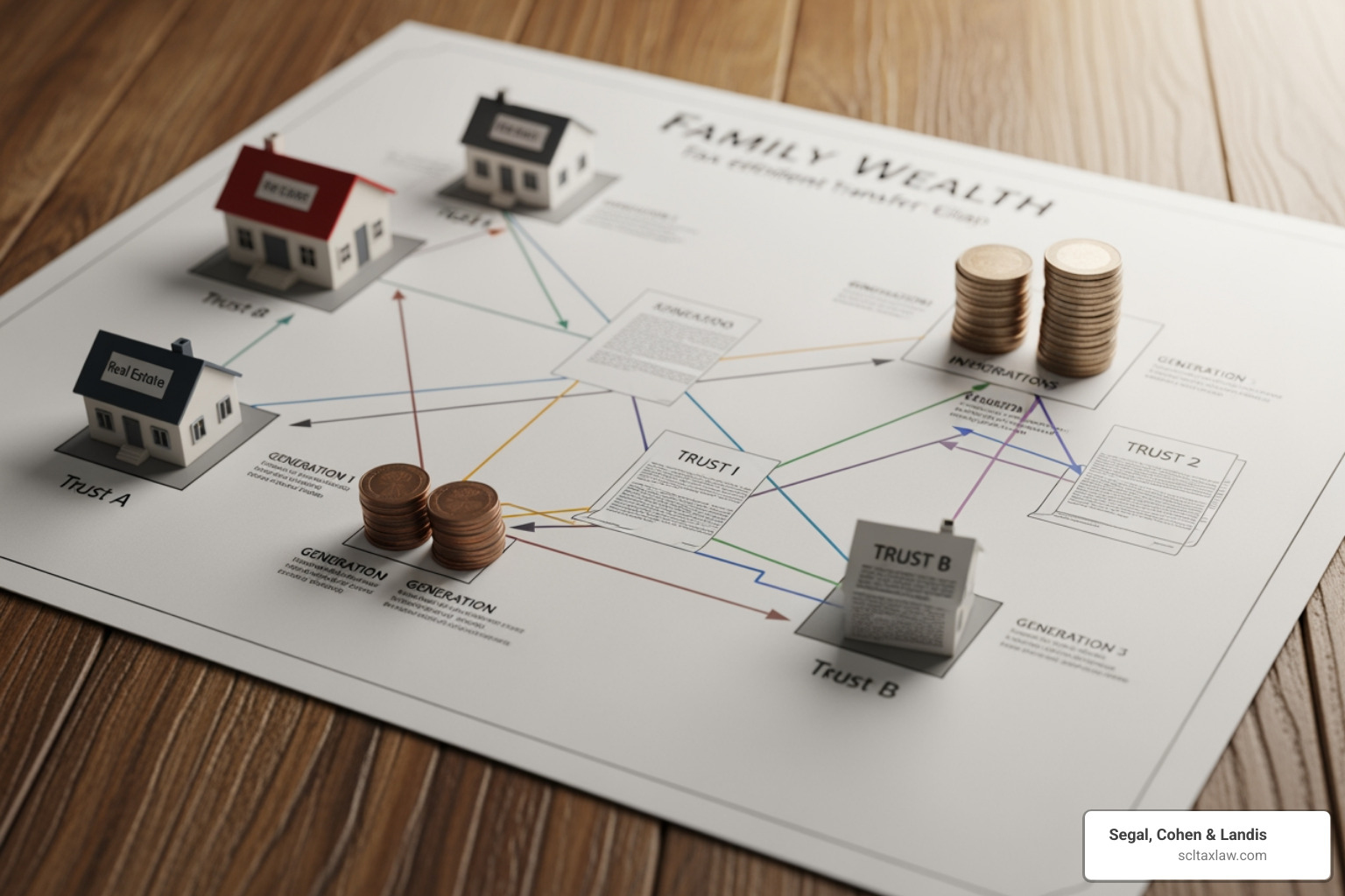 Comprehensive family wealth map showing assets, trusts, and tax-efficient transfer routes
