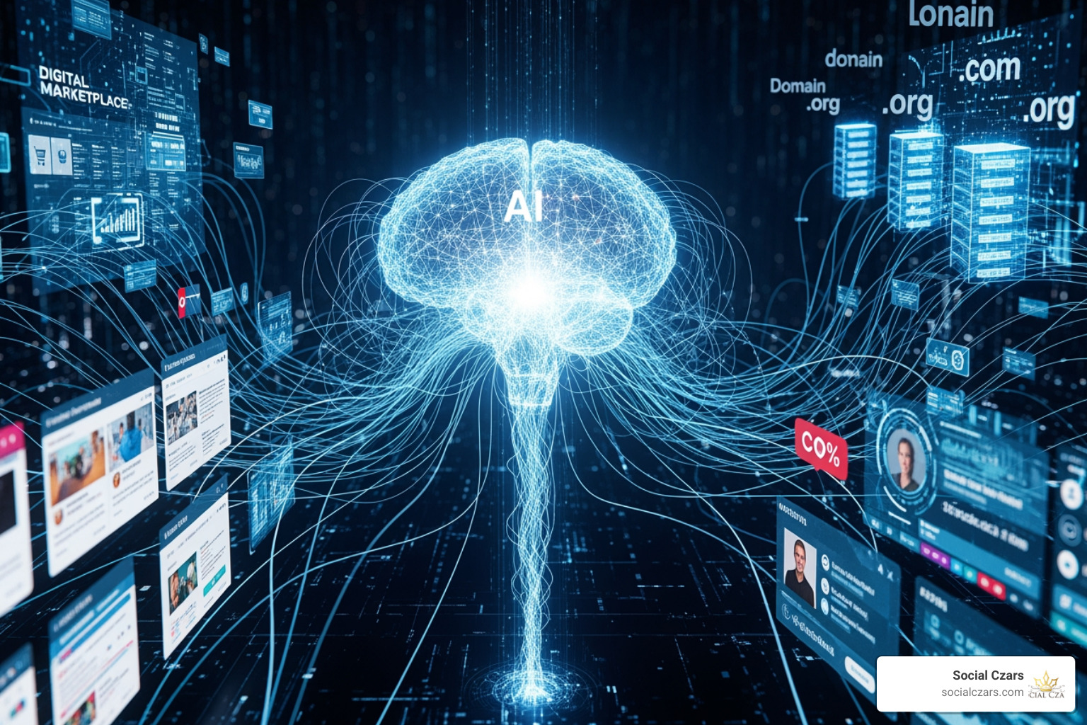 AI neural network scanning marketplaces domains and social media