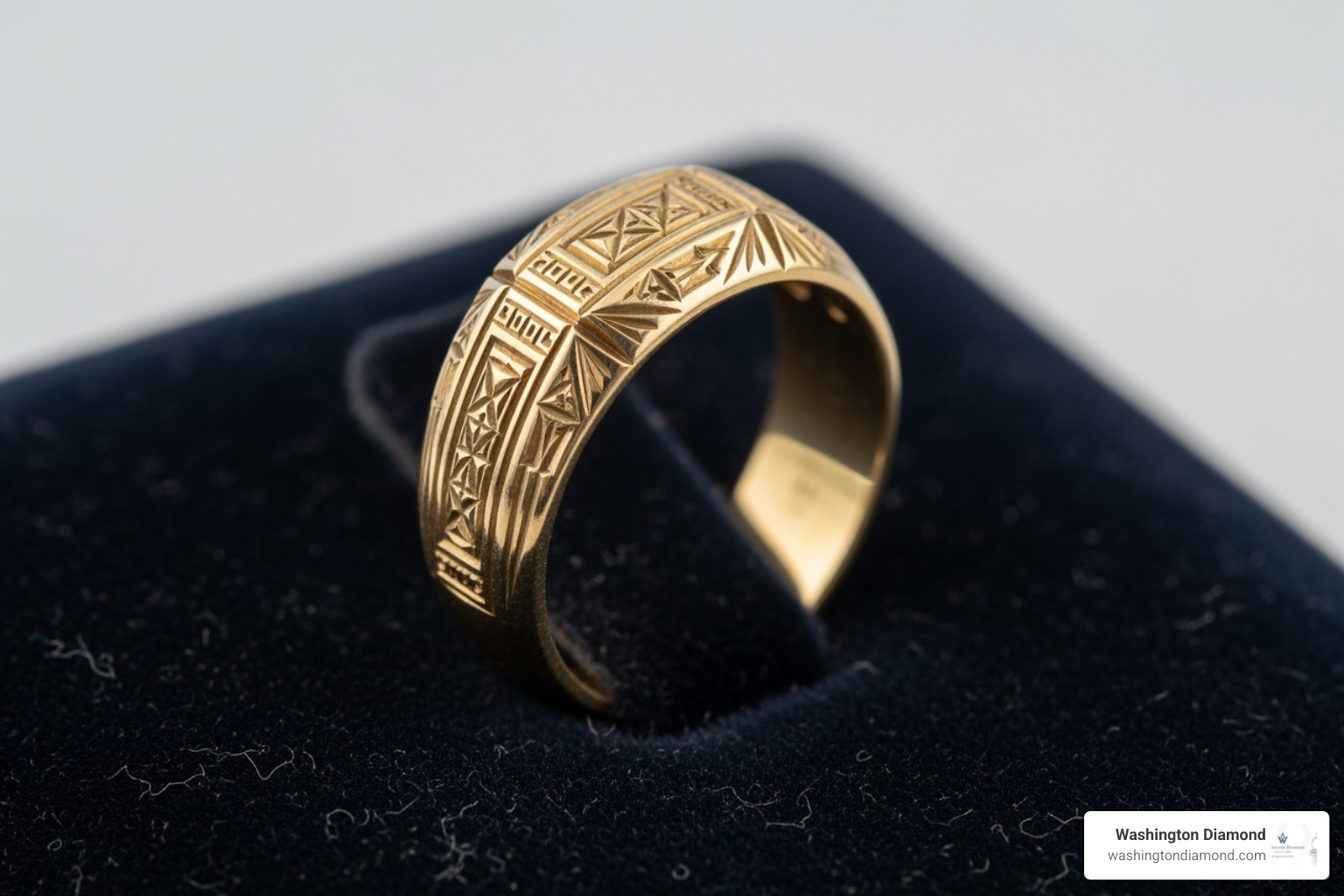 art deco mens wedding band