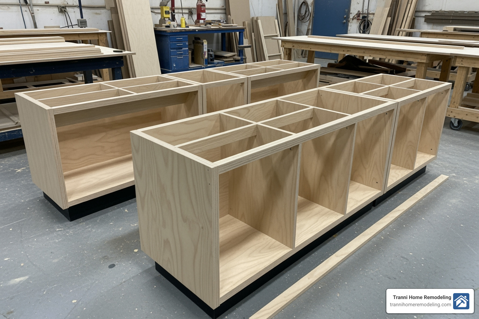 Cut parts of a kitchen cabinet box ready for assembly Cut parts of a kitchen cabinet box ready for assembly