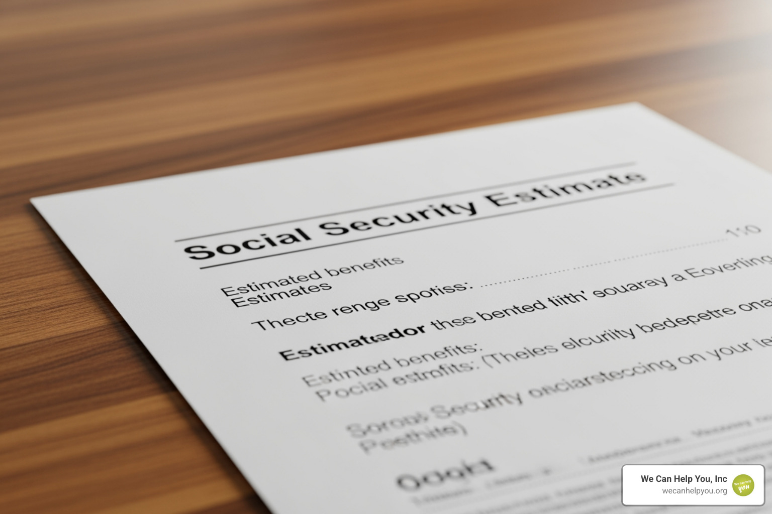 Social Security estimate letter on a table Social Security estimate letter on a table