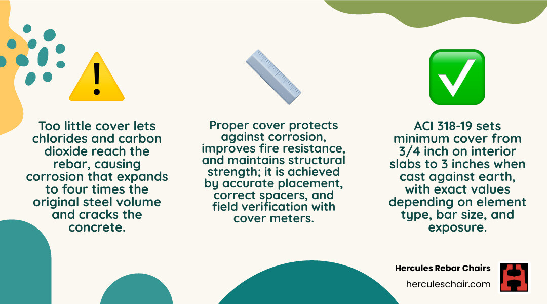 Infographic: ACI 318 minimum rebar cover by exposure condition and element type infographic