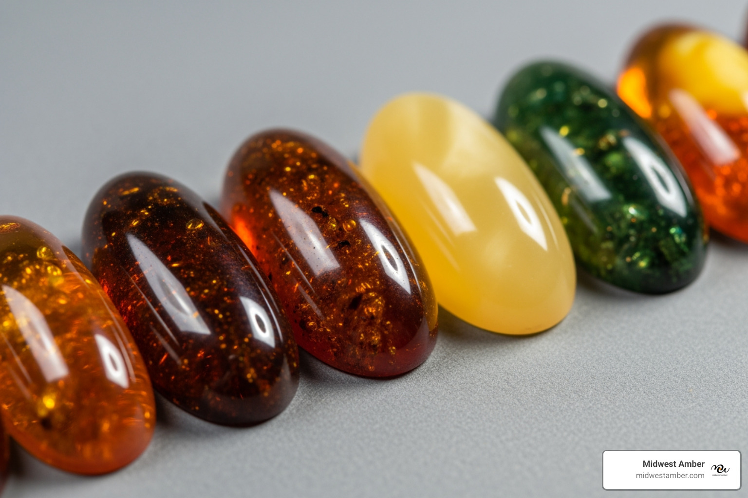 Comparison of Baltic amber colors used in jewelry