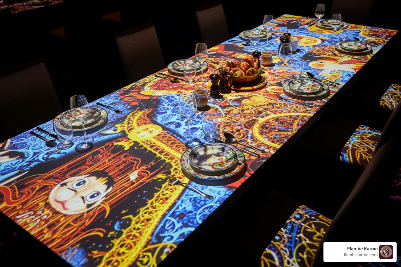 projection dining table with animated storytelling projection dining table with animated storytelling
