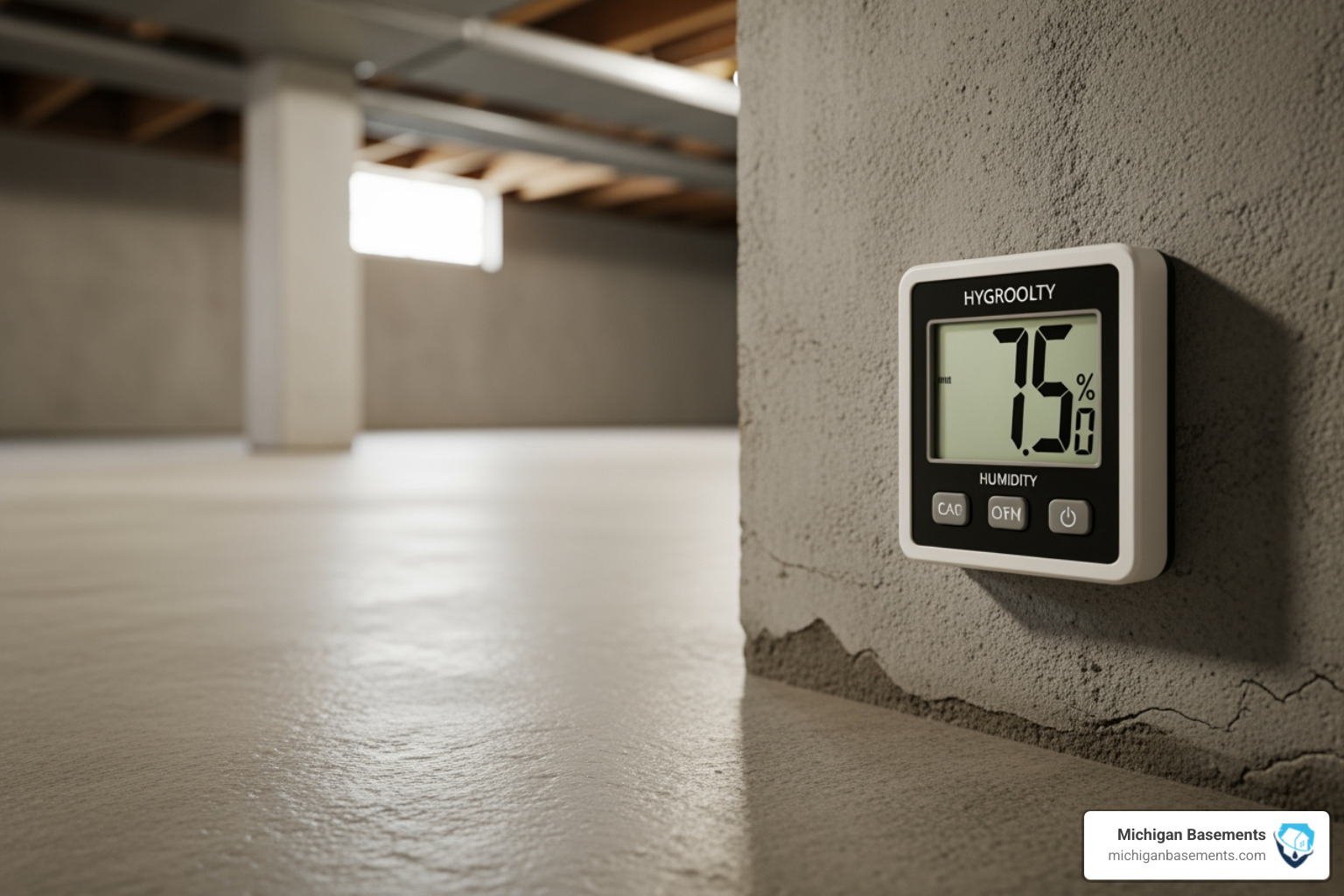 hygrometer showing high basement humidity