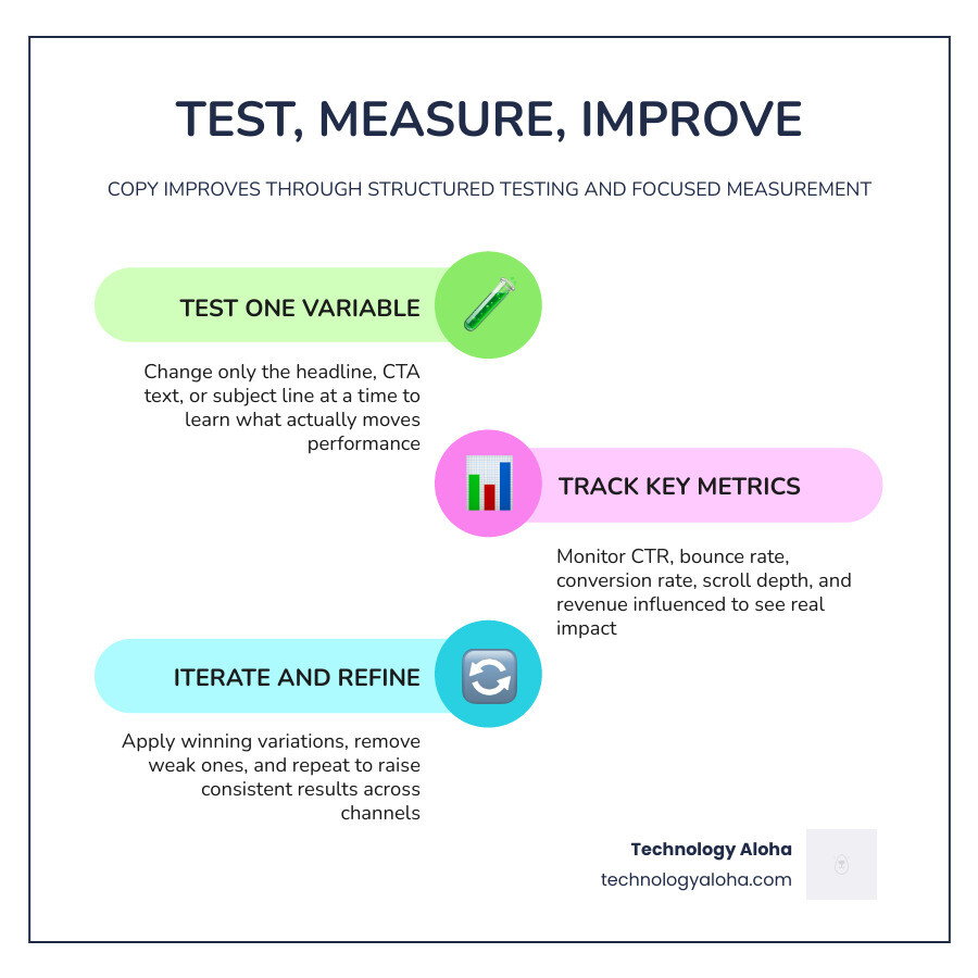 Infographic of copy metrics: CTR, conversions, assisted revenue, lead quality infographic Infographic of copy metrics: CTR, conversions, assisted revenue, lead quality infographic