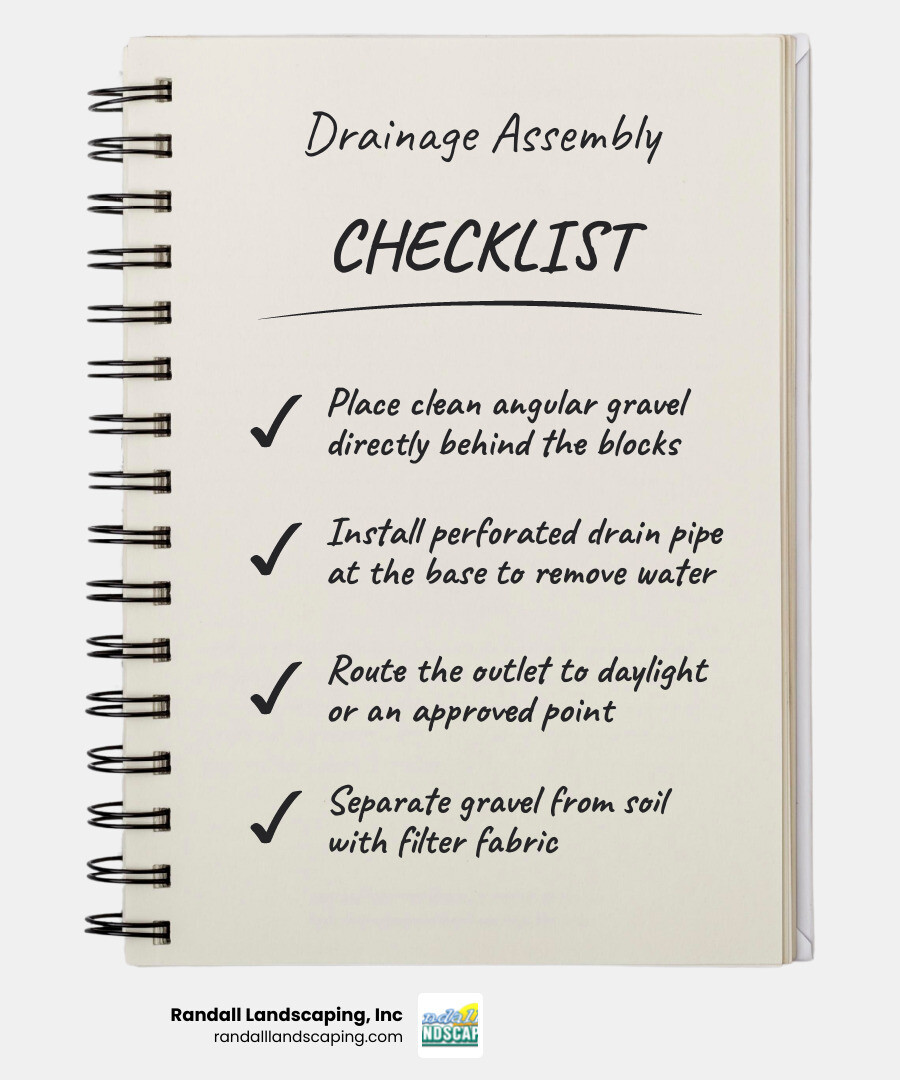 infographic of retaining wall drainage assembly infographic