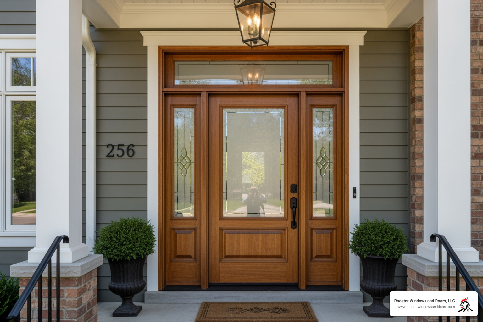 transom over entry door with frosted glass