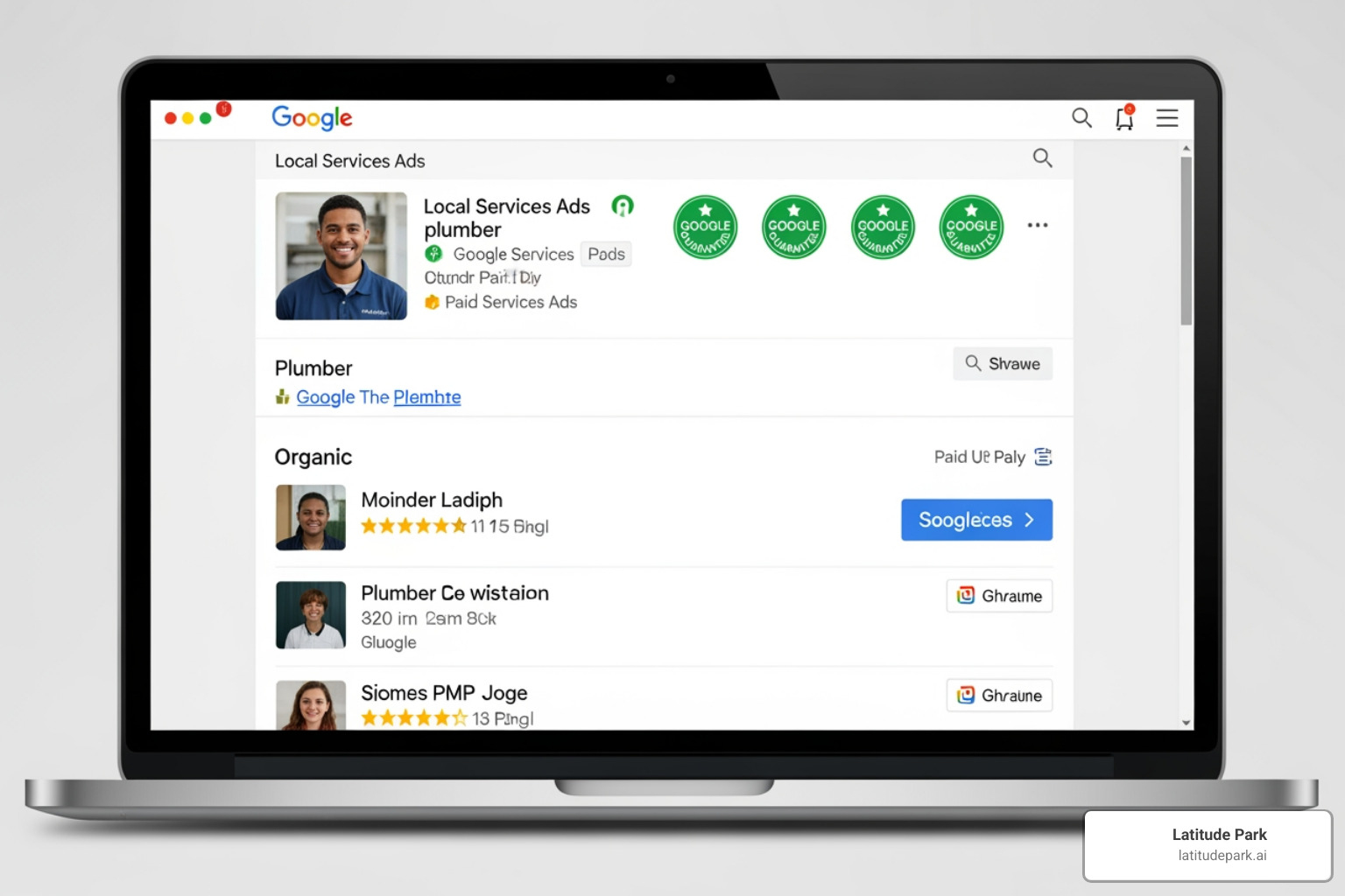 Local Services Ads layout above standard search results