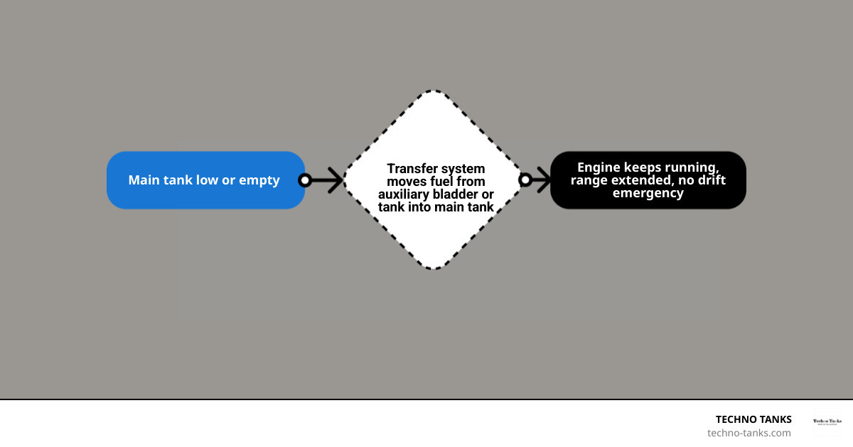 How a marine backup auxiliary fuel supply system works — transfer vs direct feed infographic How a marine backup auxiliary fuel supply system works — transfer vs direct feed infographic