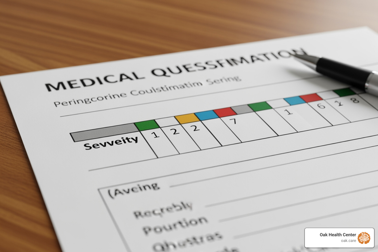 GAD-7 scoring chart with severity bands