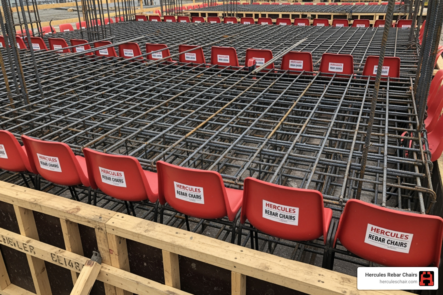 rebar supported on chairs before concrete placement