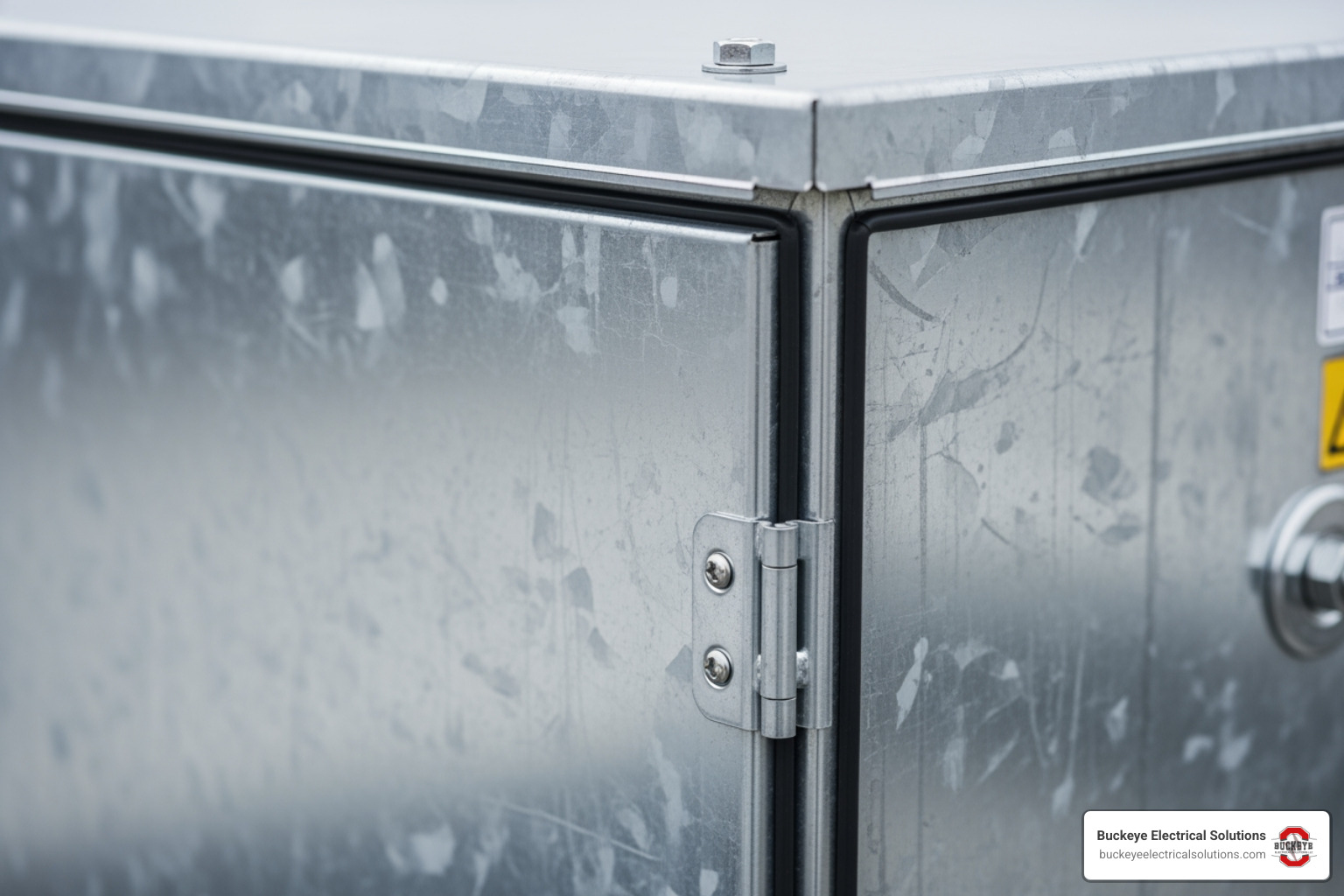 NEMA 3R outdoor enclosure details showing weather seals and galvanized steel