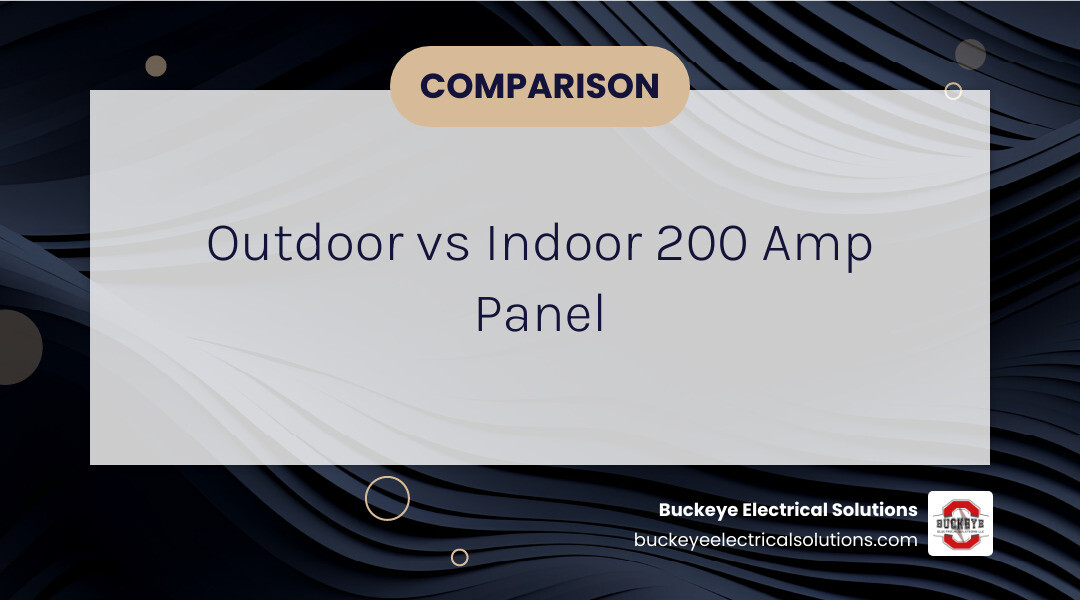 Outdoor 200A panel vs indoor panel comparison infographic for Ohio homeowners infographic