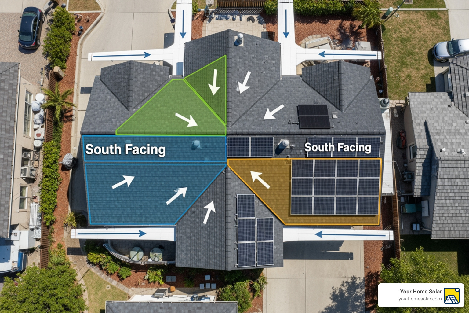 roof planes with azimuth arrows and panel placement zones roof planes with azimuth arrows and panel placement zones