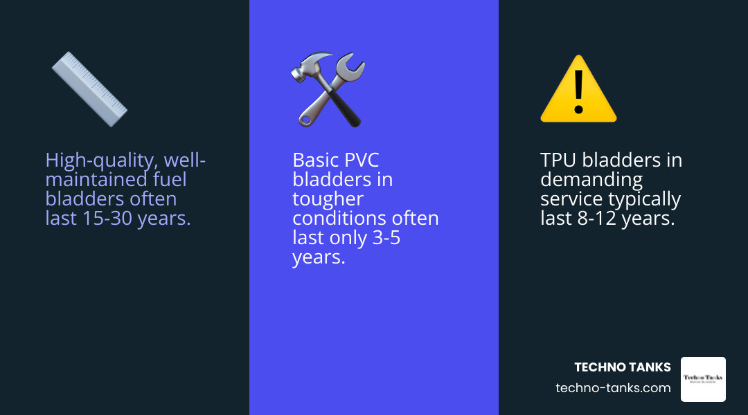fuel bladder lifespan by material and maintenance quality infographic fuel bladder lifespan by material and maintenance quality infographic