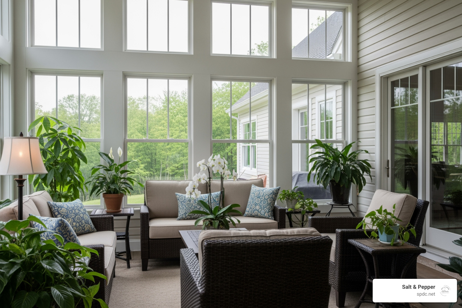 finished four season room interior with seamless design