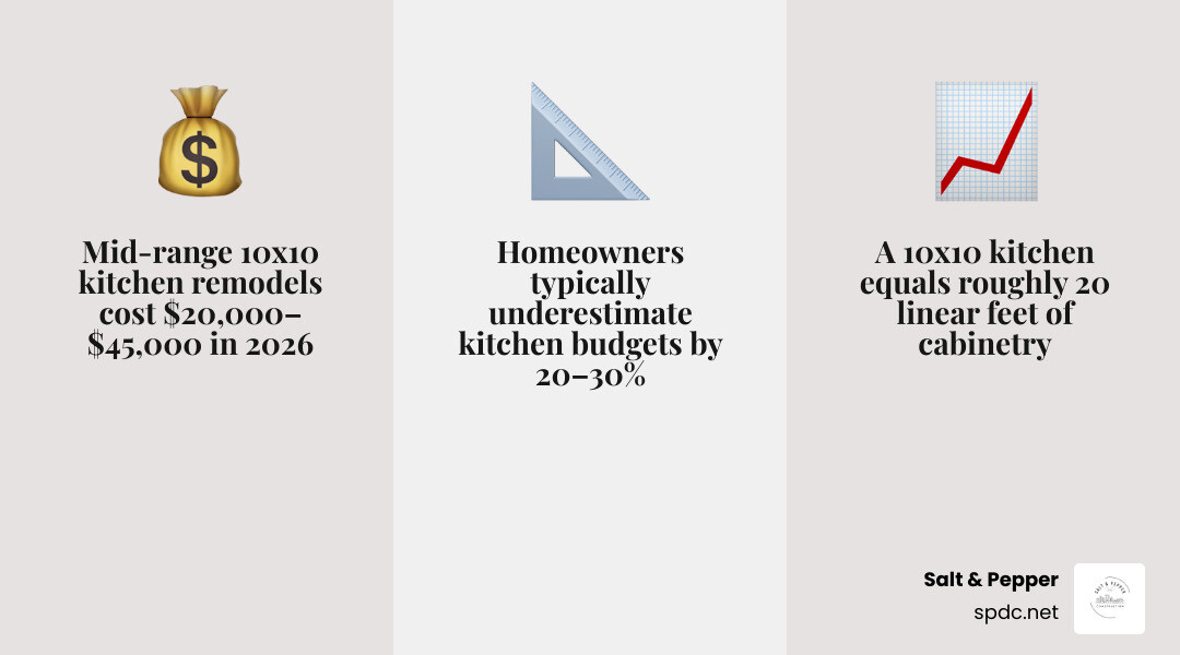 10x10 kitchen remodel budget breakdown showing cost percentages by category infographic