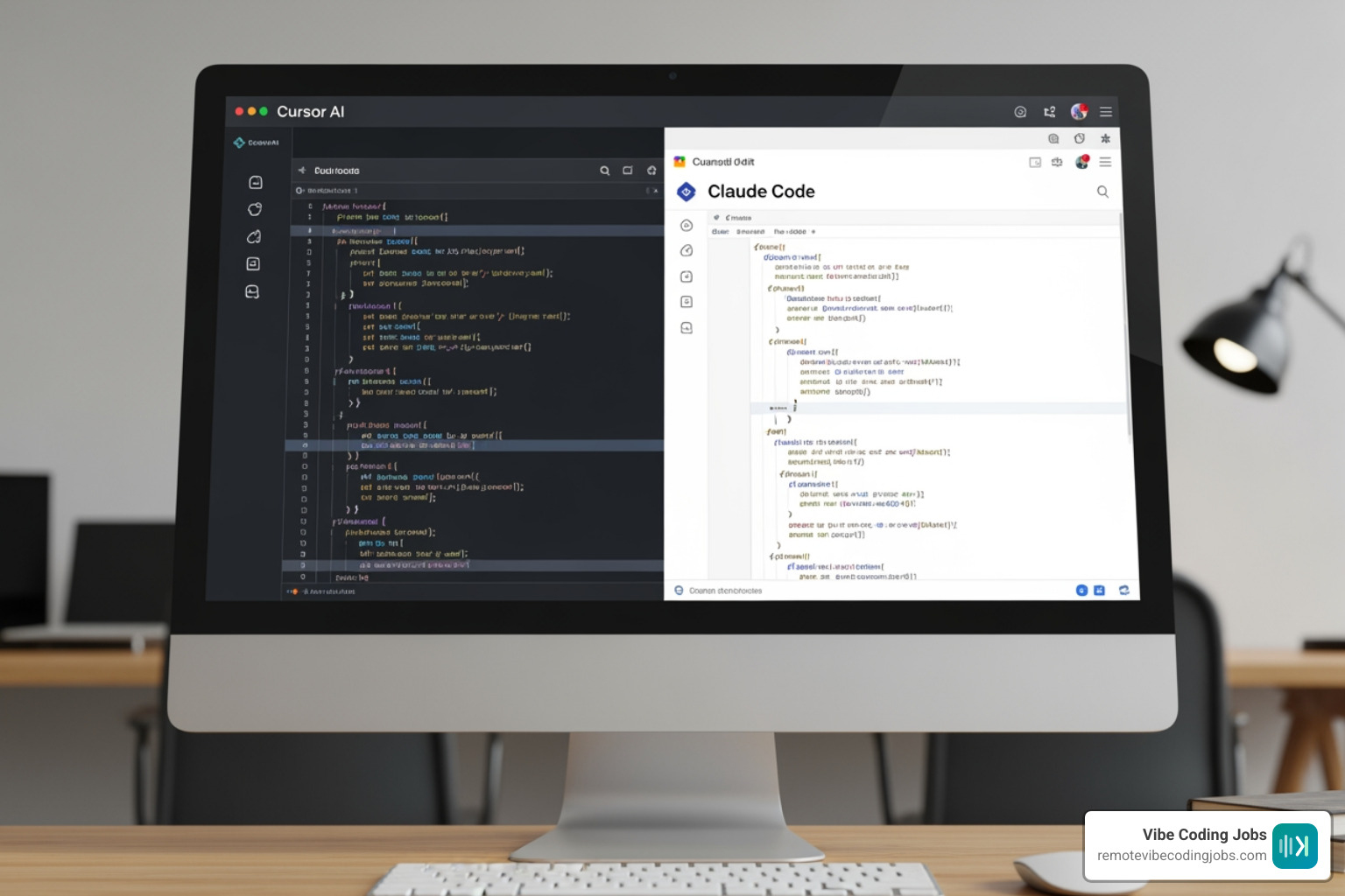 AI coding tool interface: Cursor AI and Claude Code side-by-side AI coding tool interface: Cursor AI and Claude Code side-by-side