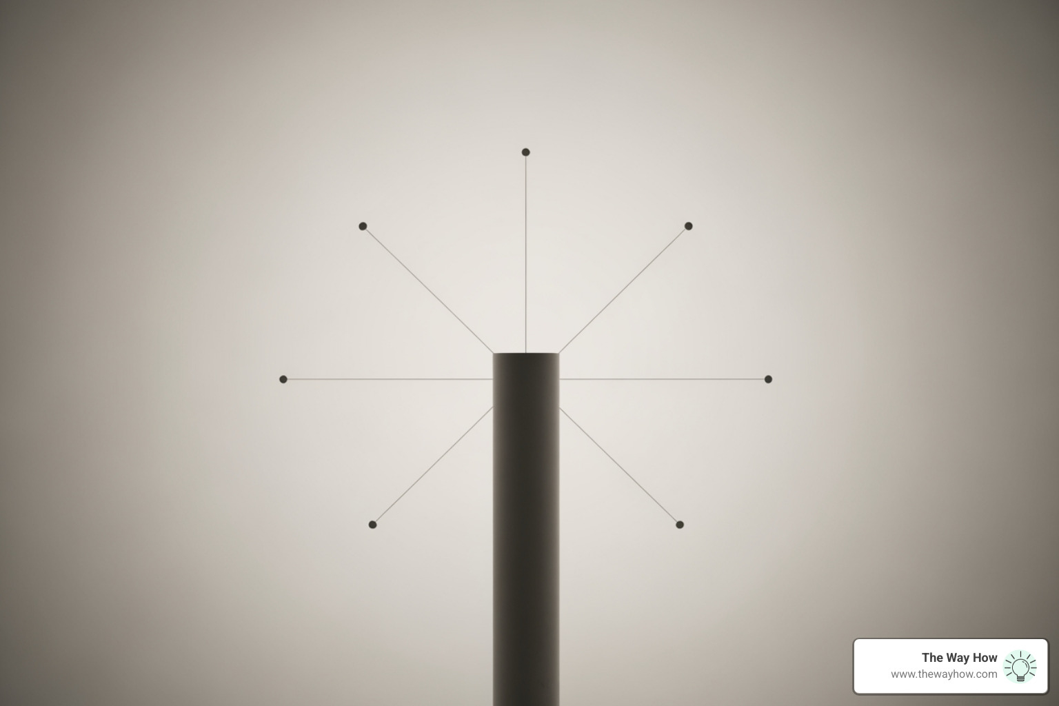 Conceptual visual of a modular content system showing a central pillar connecting to various distribution spokes