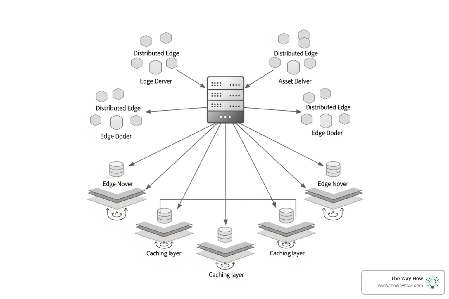 Diagram showing optimized web architecture with a focus on asset delivery and caching