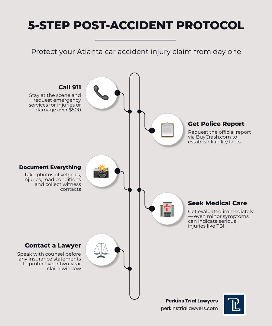 5-step post-accident protocol infographic for Atlanta car accident victims infographic 5-step post-accident protocol infographic for Atlanta car accident victims infographic