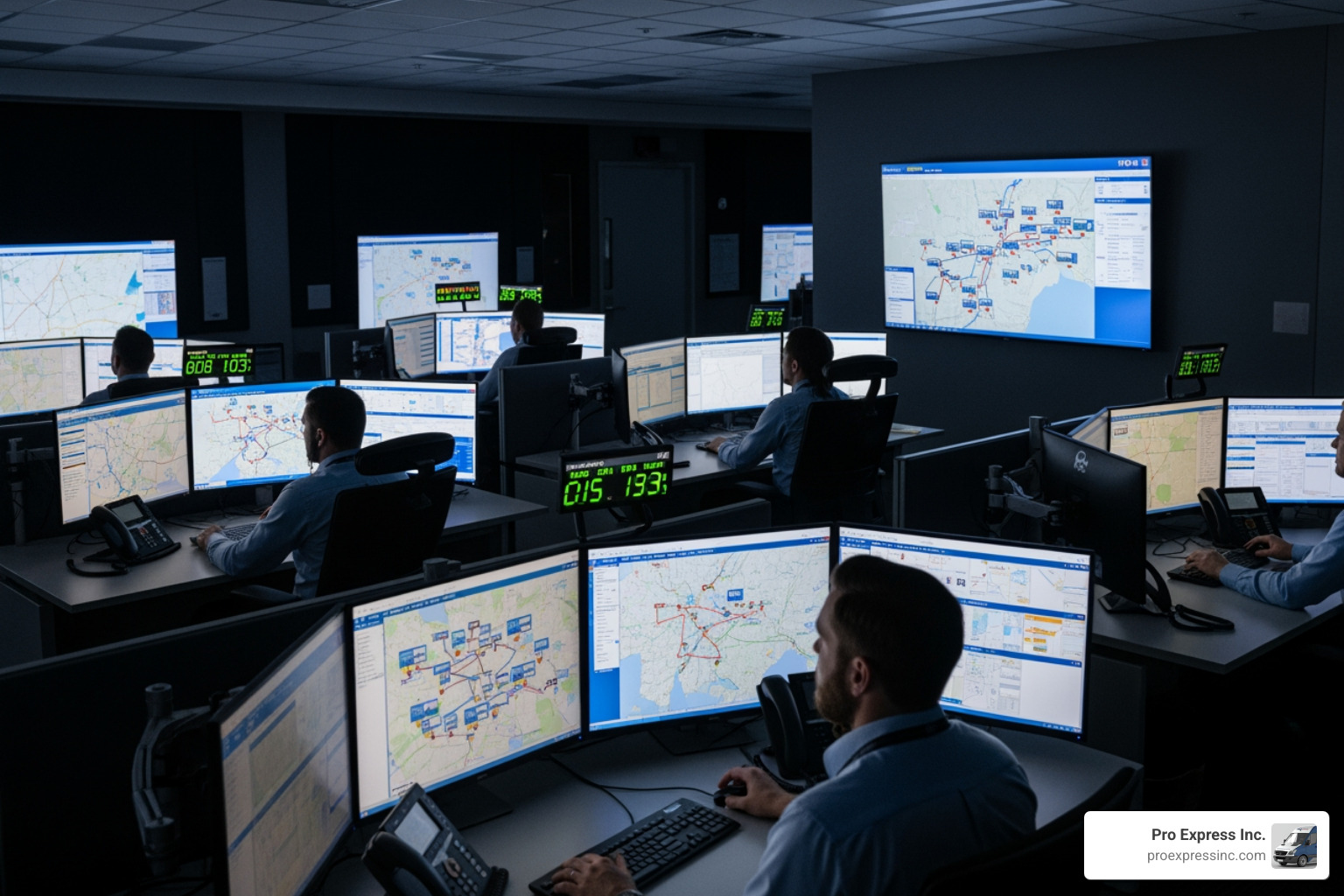 24/7 logistics dispatch center monitoring real-time freight movements