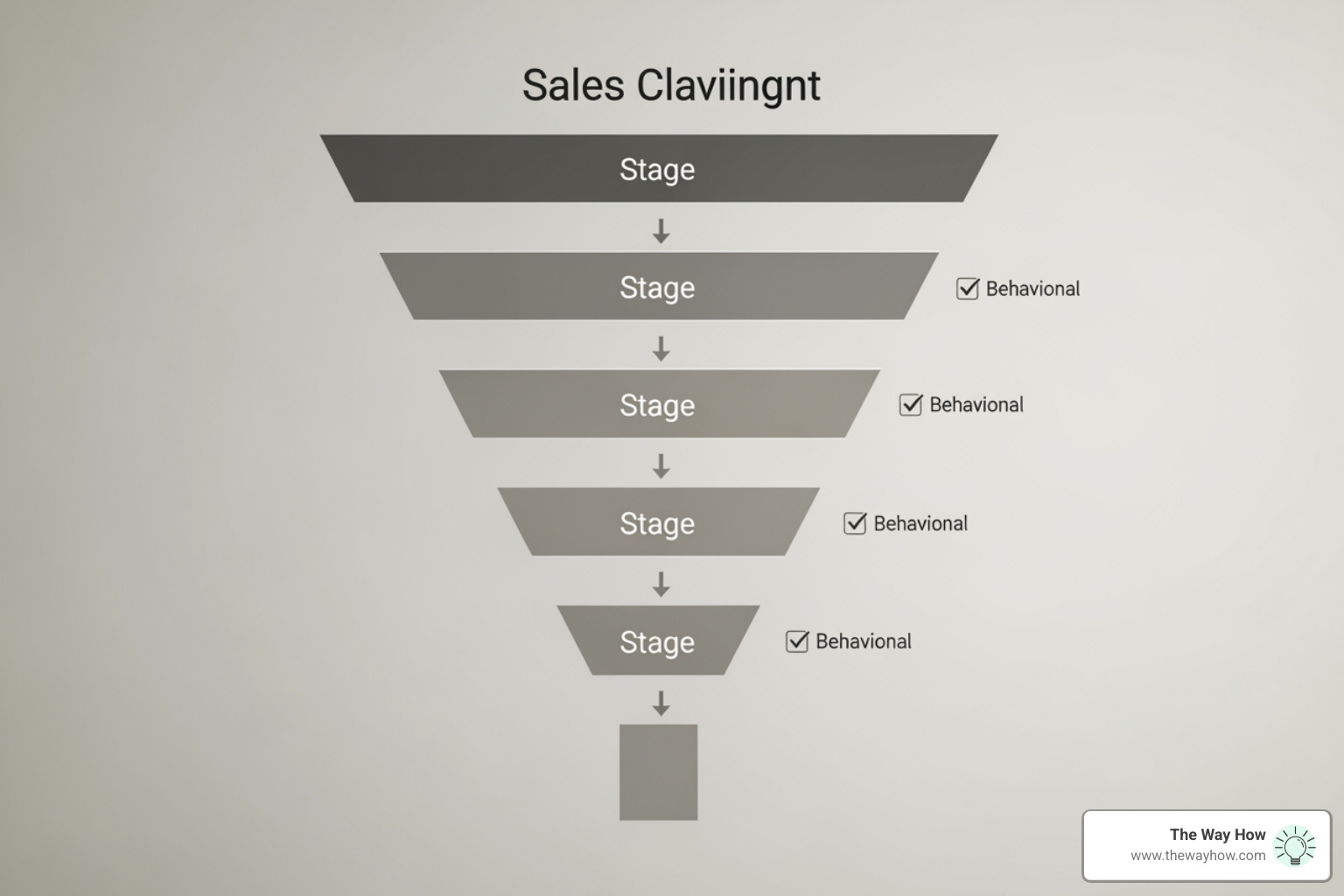 Conceptual visual of a structured sales funnel with clear stage transitions and behavioral checkpoints