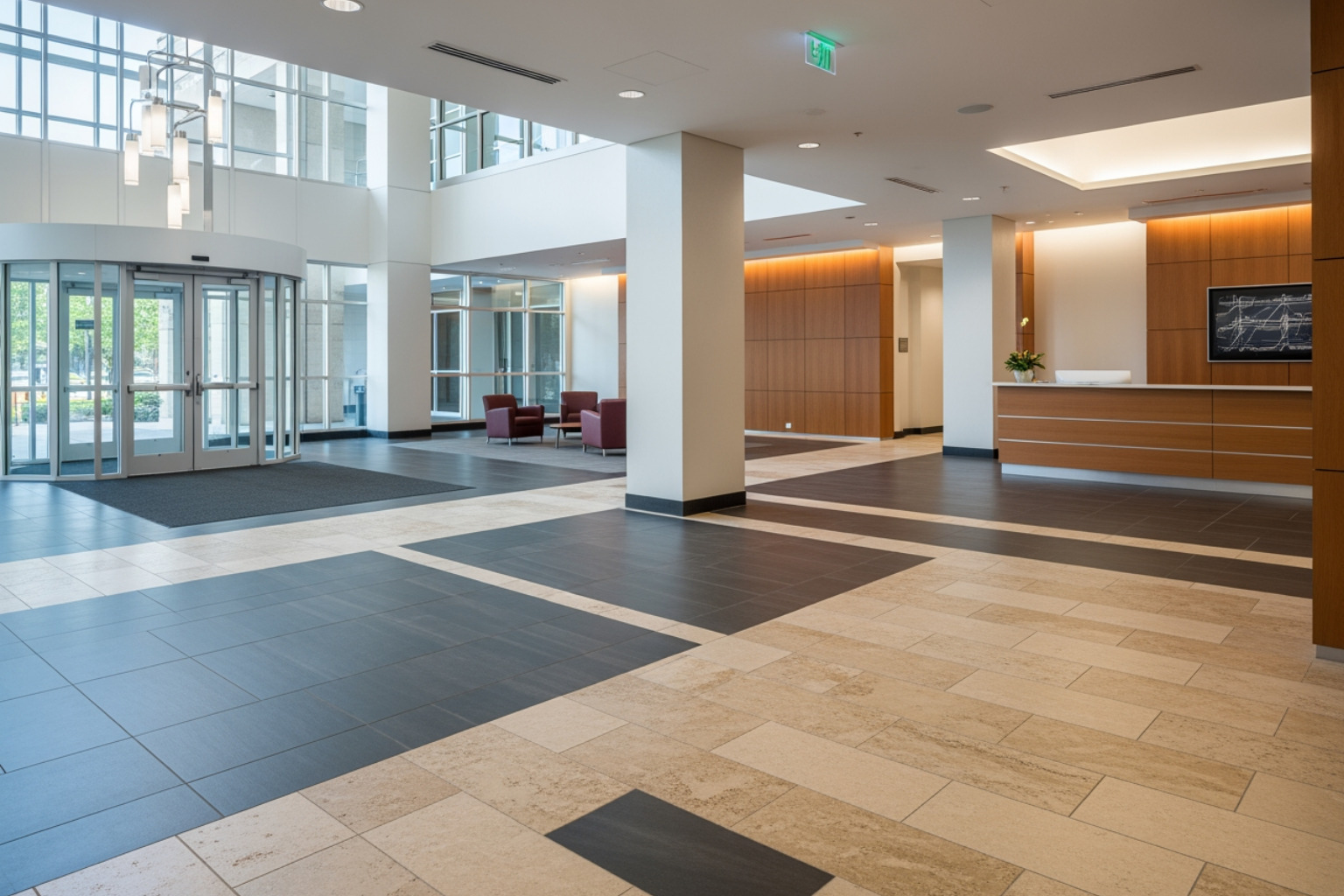 mixed commercial flooring surfaces