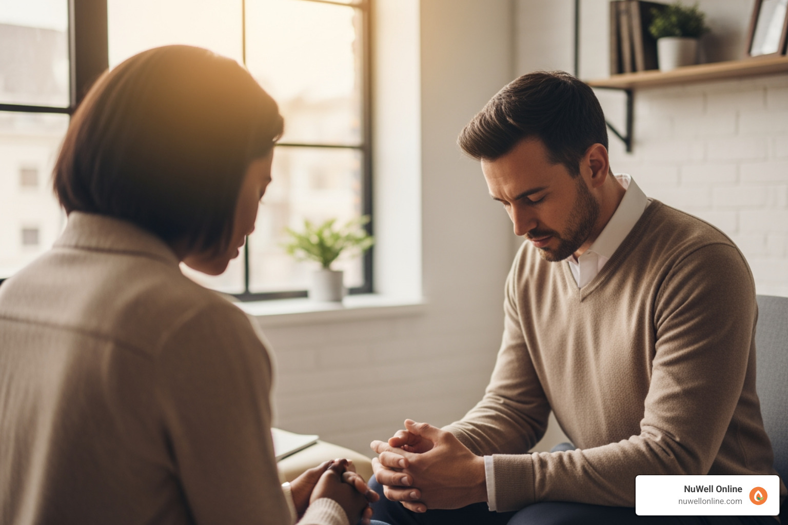 A supportive counseling session focused on emotional release and spiritual restoration