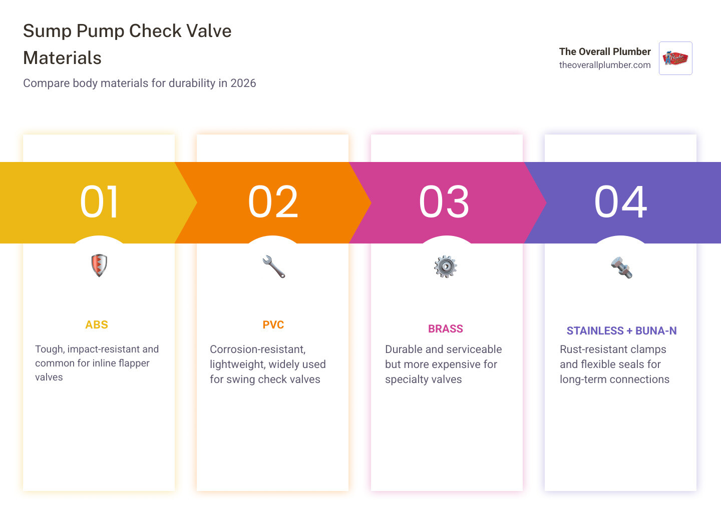 infographic comparing ABS PVC and brass sump check valves infographic infographic comparing ABS PVC and brass sump check valves infographic