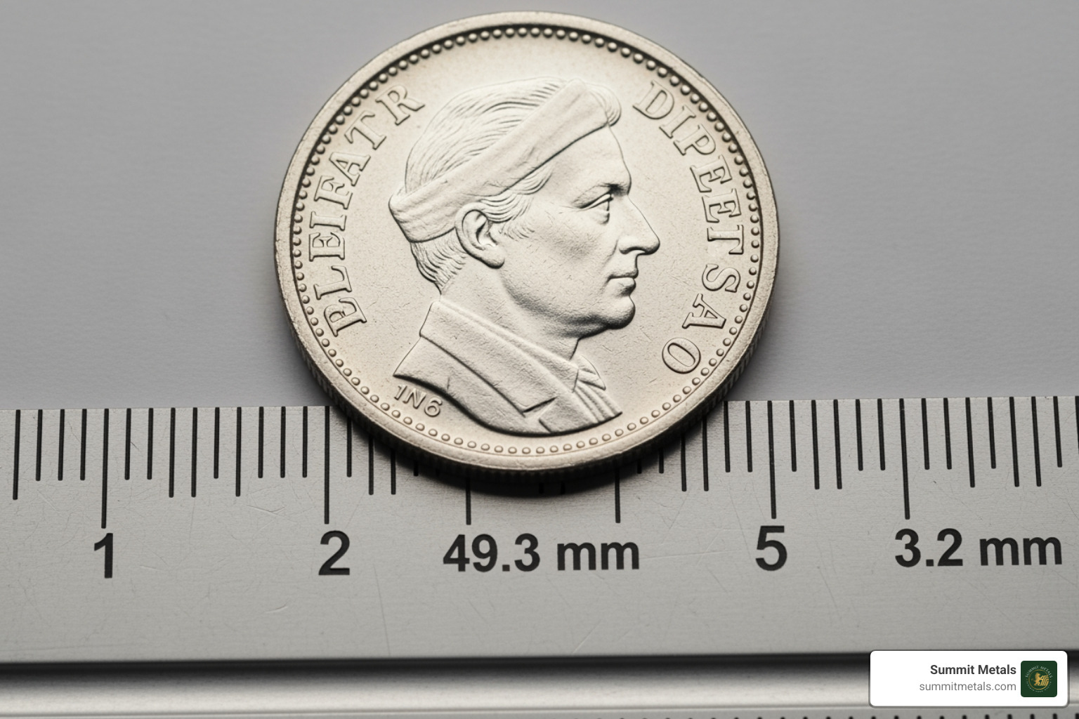 Visualizing the 39.3 mm diameter and 3.2 mm thickness of a silver round Visualizing the 39.3 mm diameter and 3.2 mm thickness of a silver round