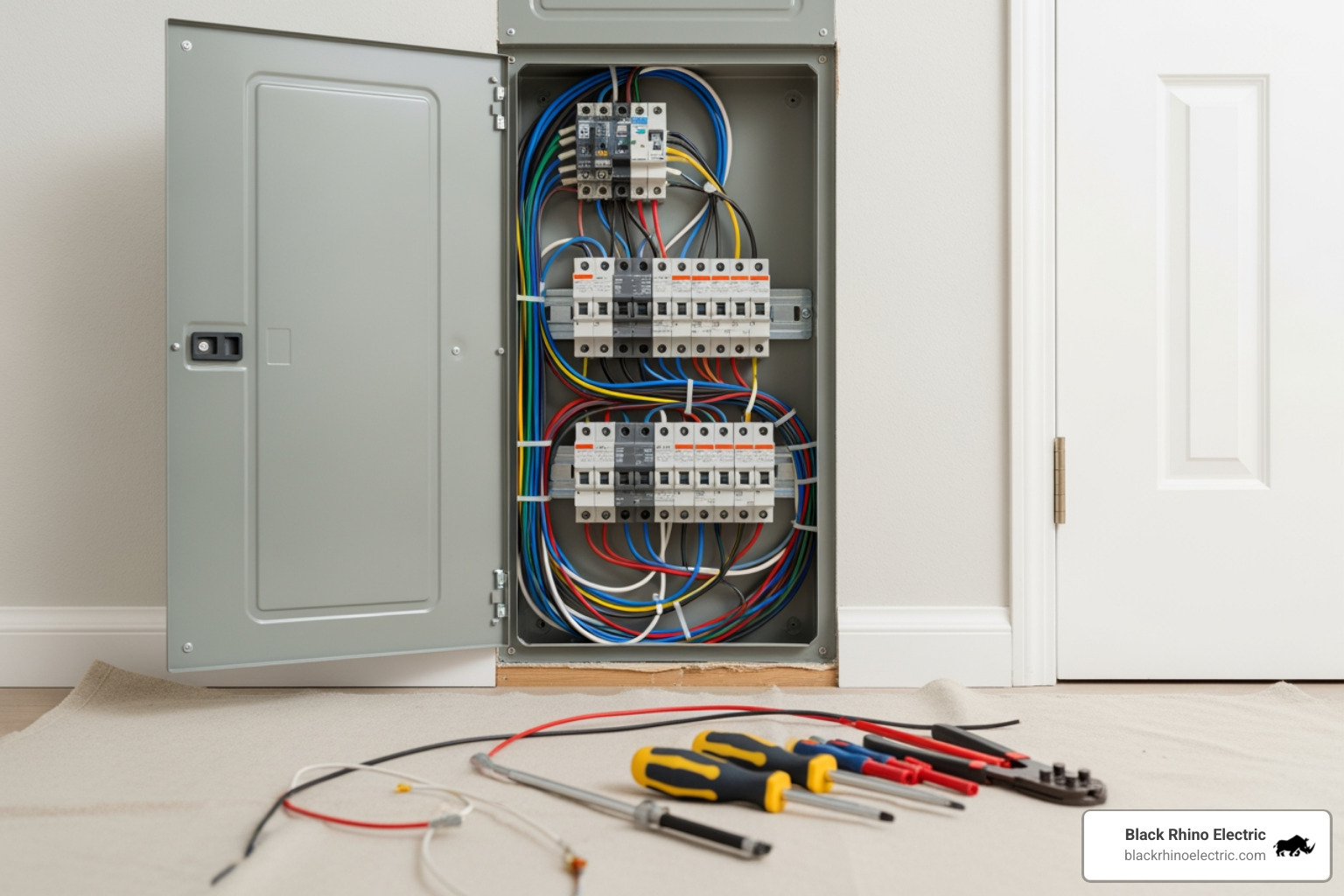 electrician working on a residential electrical panel