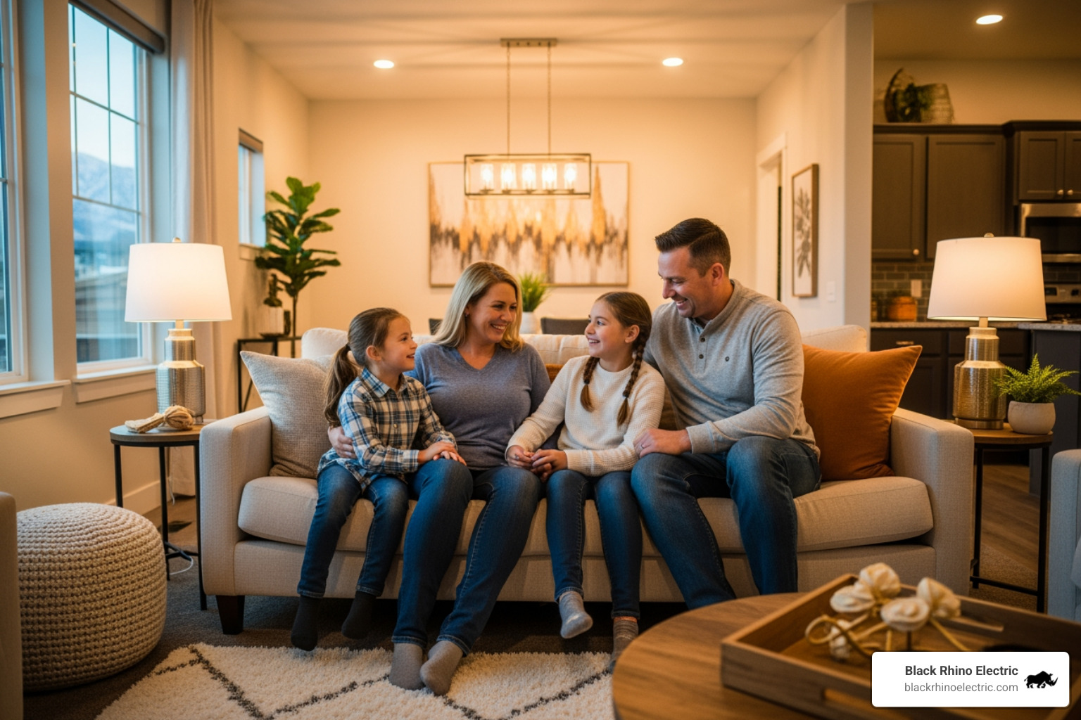 happy family in a safe and well-lit home in Ogden Utah